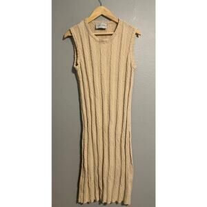 Hausen Dress Womens Medium Beige Textured Sleeveless Knit Ribbed Style S23194